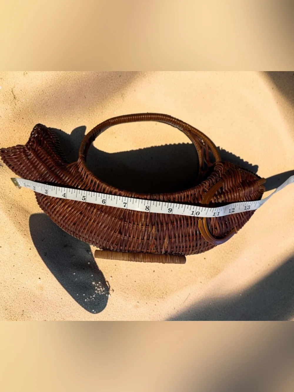 Handwoven Fish-Shaped Wicker Basket Bag - Brown